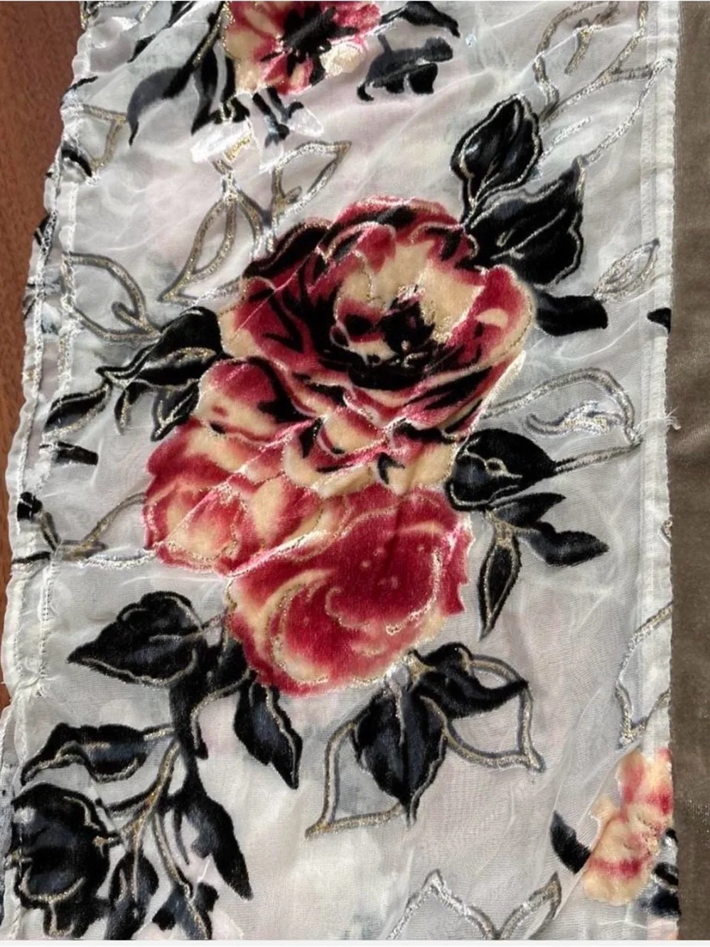 Do everything in love Floral‎ Accented Shimmery Taupe fit over